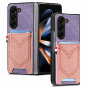 Custodia in denim con cover effetto pelle per Galaxy Z Fold5