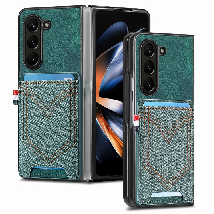 Custodia in denim con cover effetto pelle per Galaxy Z Fold5