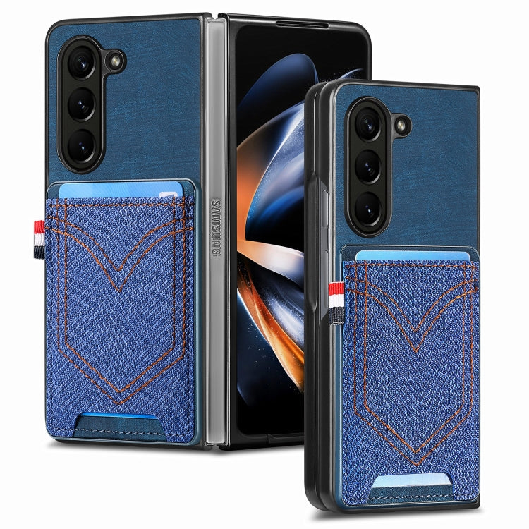 Custodia in denim con cover effetto pelle per Galaxy Z Fold5