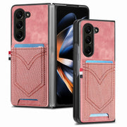 Custodia in denim con cover effetto pelle per Galaxy Z Fold5