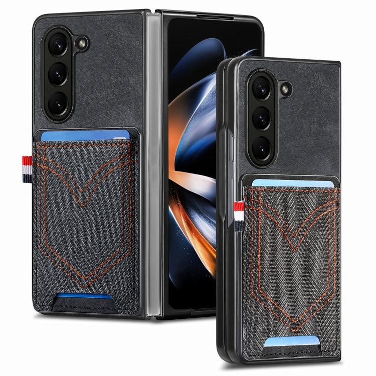 Custodia in denim con cover effetto pelle per Galaxy Z Fold5