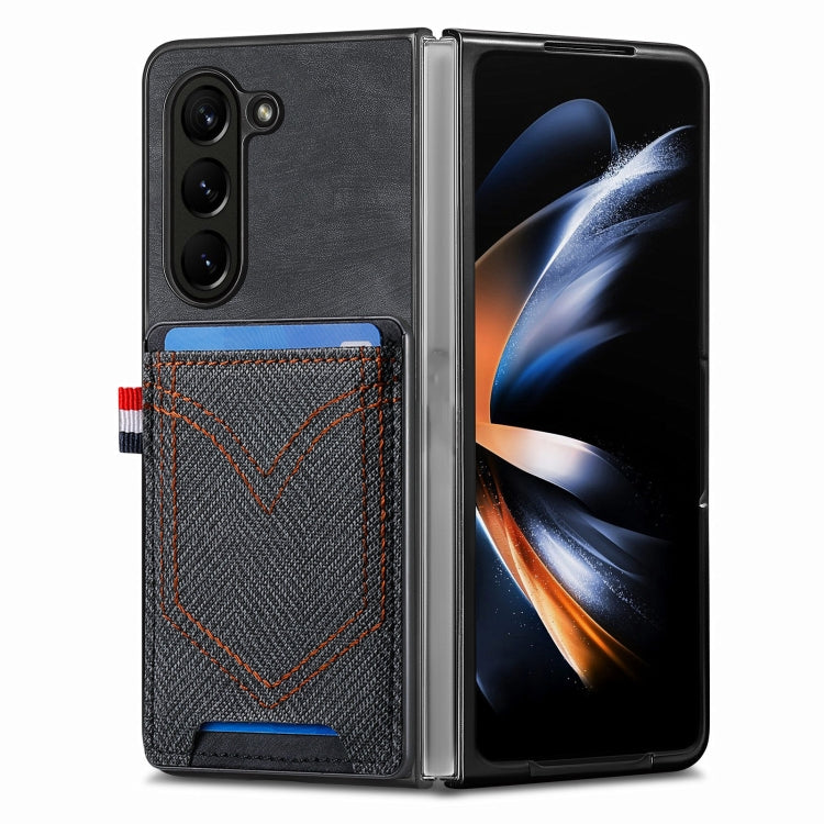 Custodia in denim con cover effetto pelle per Galaxy Z Fold5
