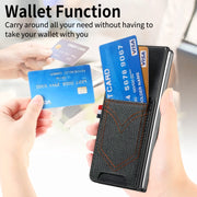 Custodia in denim con cover effetto pelle per Galaxy Z Fold5