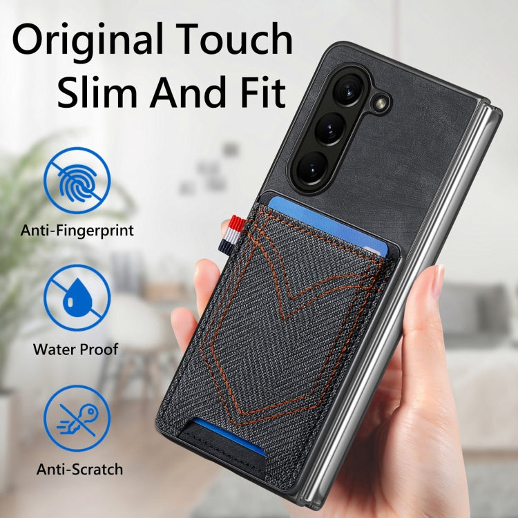 Custodia in denim con cover effetto pelle per Galaxy Z Fold5