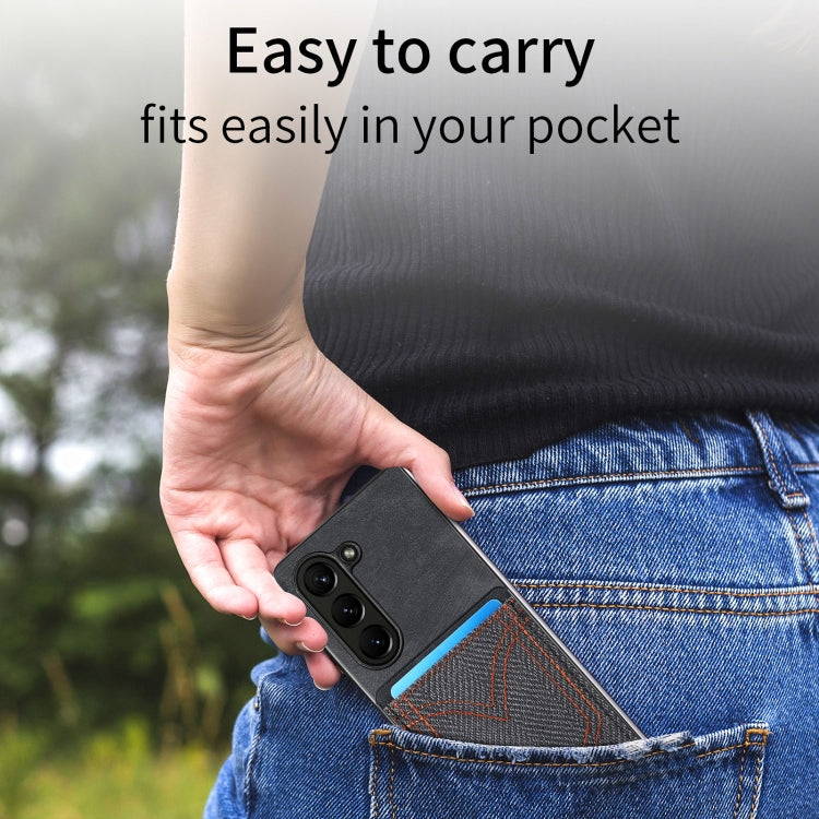 Custodia in denim con cover effetto pelle per Galaxy Z Fold5