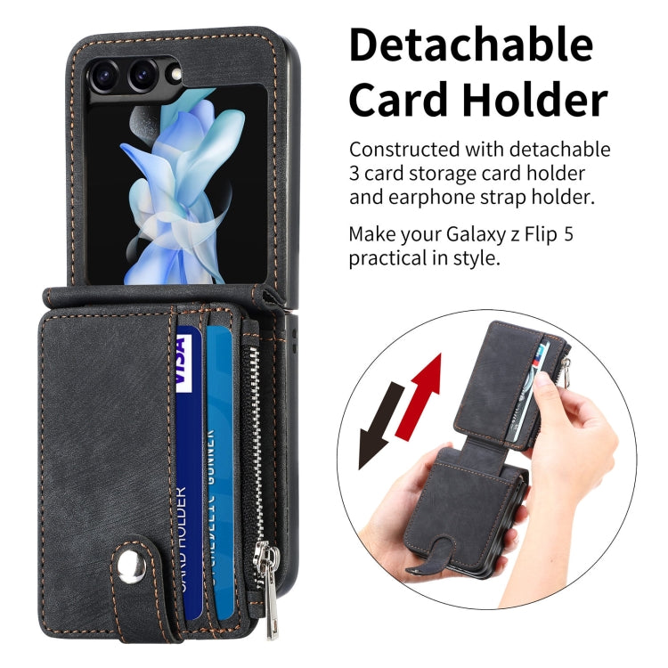 Custodia portafoglio in PU con cerniera per Galaxy Z Flip5
