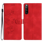 Custodia per telefono in pelle con motivo a farfalla in rilievo, For Sony Xperia 10 V, For Sony Xperia 10 IV, For Sony Xperia L4, For Sony Xperia 5