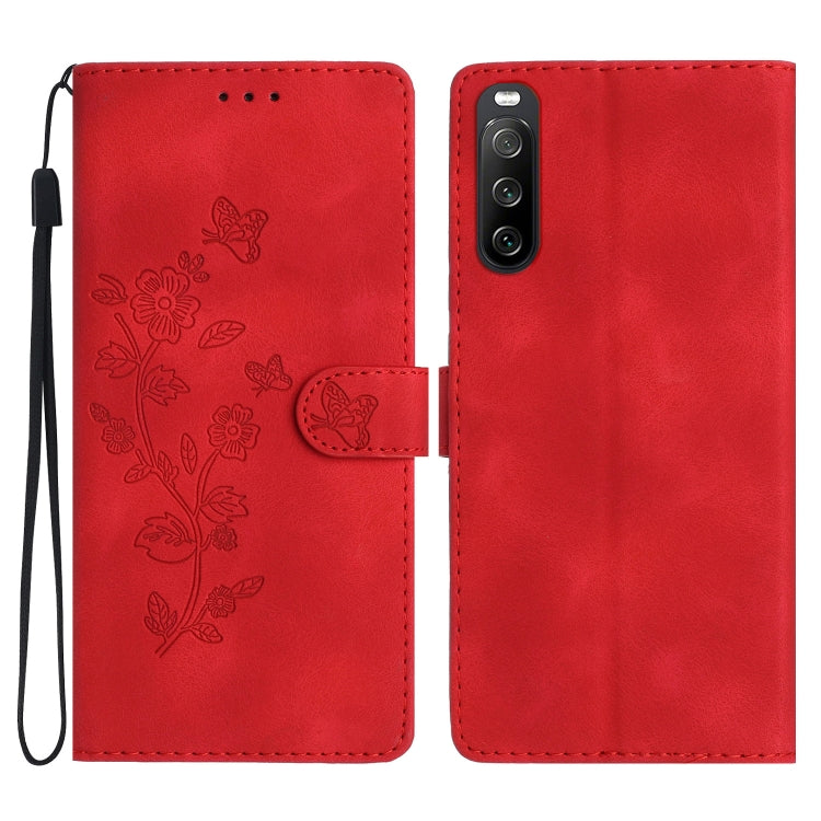 Custodia per telefono in pelle con motivo a farfalla in rilievo, For Sony Xperia 10 V, For Sony Xperia 10 IV, For Sony Xperia L4, For Sony Xperia 5