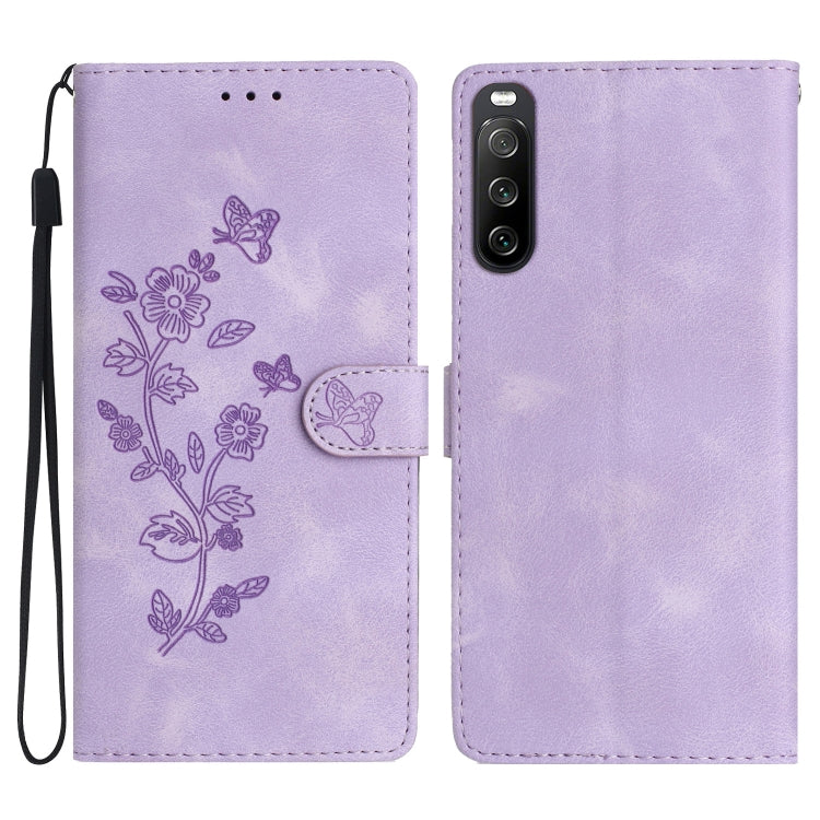 Custodia per telefono in pelle con motivo a farfalla in rilievo, For Sony Xperia 10 V, For Sony Xperia 10 IV, For Sony Xperia L4, For Sony Xperia 5