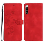 Custodia per telefono in pelle con motivo a farfalla in rilievo, For Sony Xperia 10 V, For Sony Xperia 10 IV, For Sony Xperia L4, For Sony Xperia 5