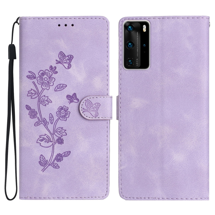 Custodia per telefono in pelle con motivo a farfalla in rilievo, For Huawei Y6p, For Huawei Y5p, For Huawei P40 lite, For Huawei P40 Pro