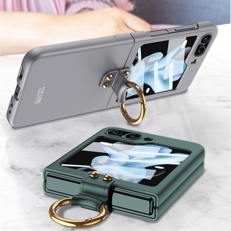 Custodia per telefono a copertura totale per PC ultrasottile GKK con supporto ad anello, For Samsung Galaxy Z Flip5