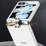 Custodia per telefono a copertura totale per PC ultrasottile GKK con supporto ad anello, For Samsung Galaxy Z Flip5