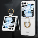 Custodia per telefono a copertura totale per PC ultrasottile GKK con supporto ad anello, For Samsung Galaxy Z Flip5