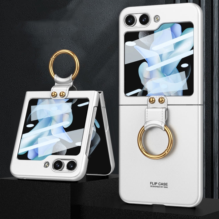 Custodia per telefono a copertura totale per PC ultrasottile GKK con supporto ad anello, For Samsung Galaxy Z Flip5