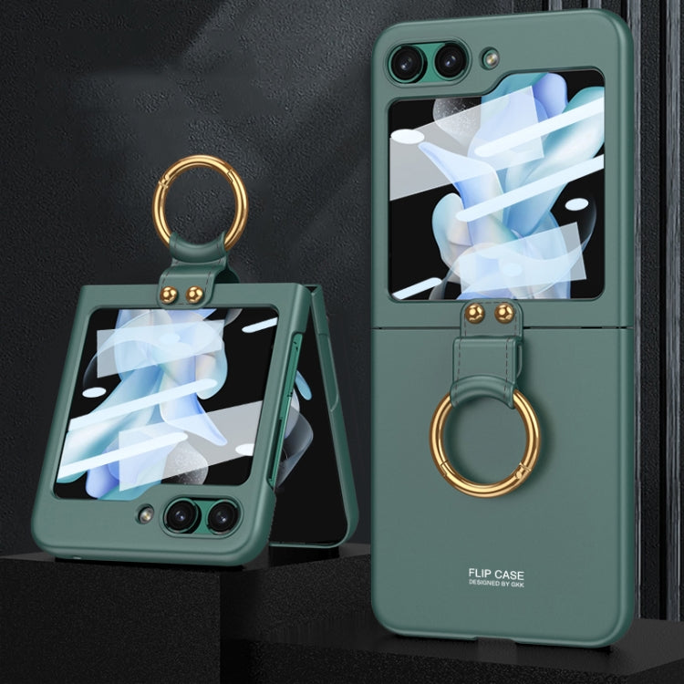 Custodia per telefono a copertura totale per PC ultrasottile GKK con supporto ad anello, For Samsung Galaxy Z Flip5