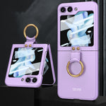 Custodia per telefono a copertura totale per PC ultrasottile GKK con supporto ad anello, For Samsung Galaxy Z Flip5