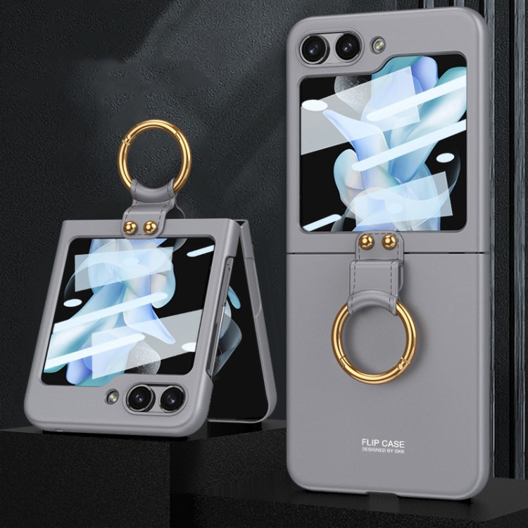 Custodia per telefono a copertura totale per PC ultrasottile GKK con supporto ad anello, For Samsung Galaxy Z Flip5