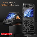 Custodia protettiva pieghevole in pelle di coccodrillo, For Samsung Galaxy Z Flip5