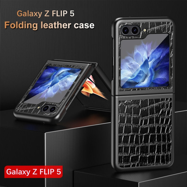 Custodia protettiva pieghevole in pelle di coccodrillo, For Samsung Galaxy Z Flip5