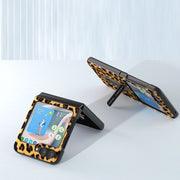 Custodia leopardata con bordo nero per Samsung Galaxy Z Flip5
