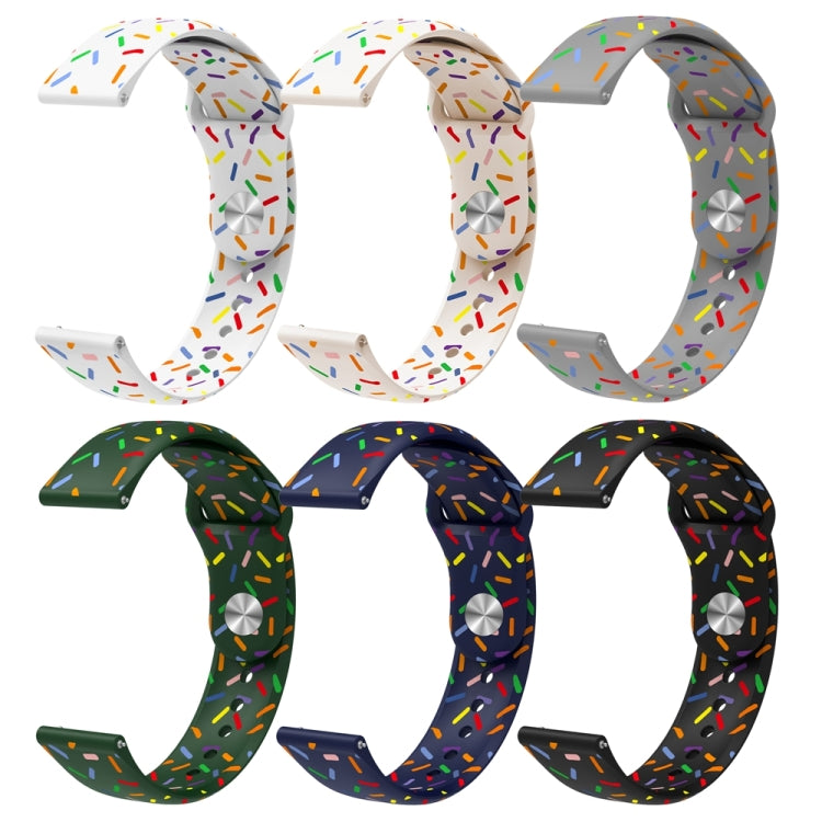 Cinturino per orologio in silicone con motivo a punti ovale colorato con fibbia inversa universale, 20mm, 22mm