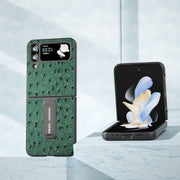Custodia in vera pelle con trama di struzzo per Samsung Galaxy Z