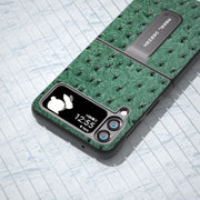 Custodia in vera pelle con trama di struzzo per Samsung Galaxy Z