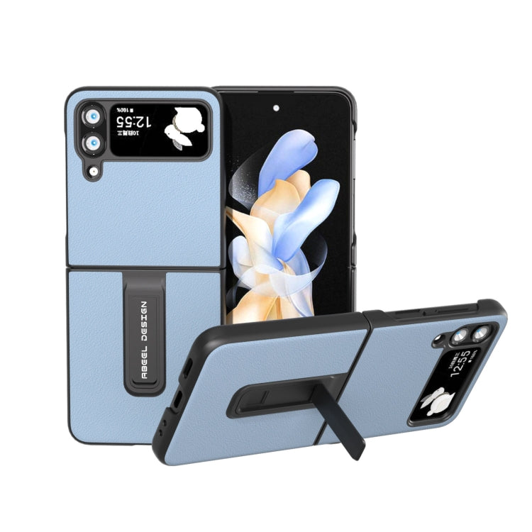 ABEEL Custodia per telefono Wave Black Edge in vera pelle con supporto, For Samsung Galaxy Z Flip4, For Samsung Galaxy Z Flip5