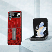 Custodia in pelle con motivo coccodrillo per Samsung Galaxy Z Fli