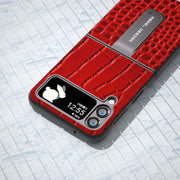 Custodia in pelle con motivo coccodrillo per Samsung Galaxy Z Fli