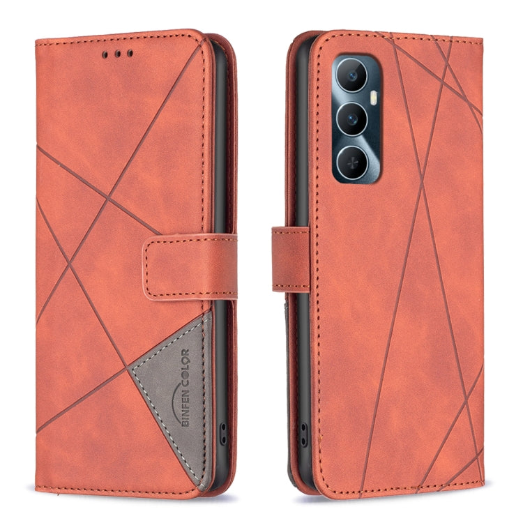 Custodia per telefono in pelle con struttura a rombo con fibbia magnetica, For  Realme 11 4G, For Realme 11 5G, For Realme C53, For Realme C65 4G