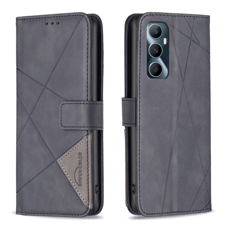 Custodia per telefono in pelle con struttura a rombo con fibbia magnetica, For  Realme 11 4G, For Realme 11 5G, For Realme C53, For Realme C65 4G