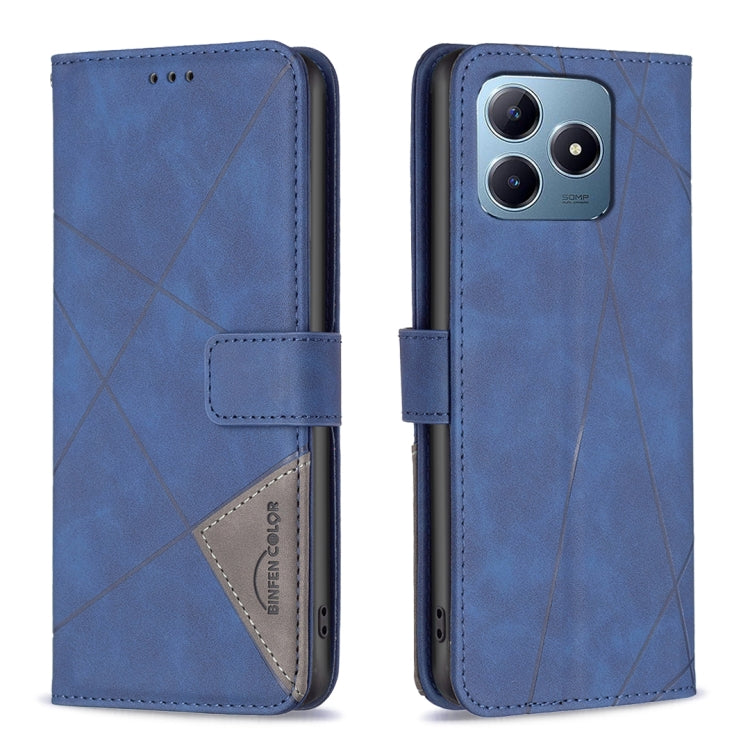 Custodia per telefono in pelle con struttura a rombo con fibbia magnetica, For Realme 13 Pro 5G / 13 Pro+ 5G, For Realme GT 6 / GT 6T, For Realme C61 / C63, For Realme 12+ 5G