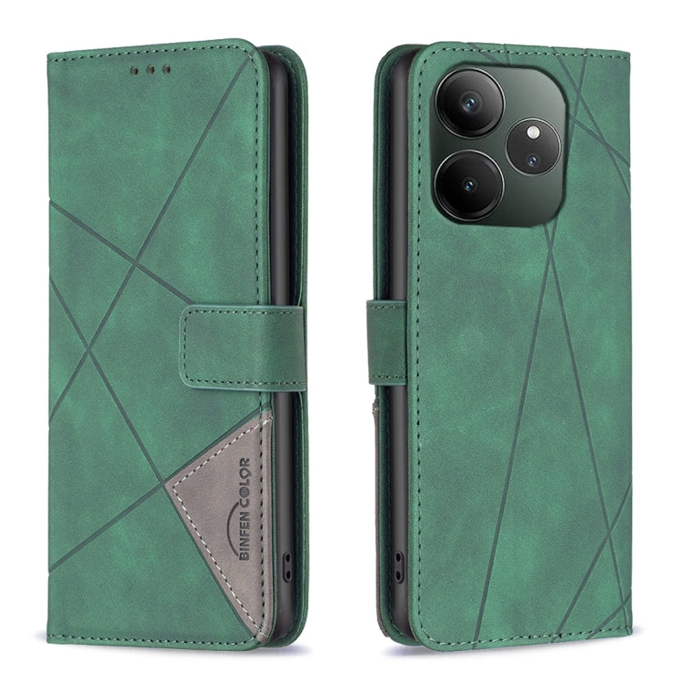 Custodia per telefono in pelle con struttura a rombo con fibbia magnetica, For Realme 13 Pro 5G / 13 Pro+ 5G, For Realme GT 6 / GT 6T, For Realme C61 / C63, For Realme 12+ 5G