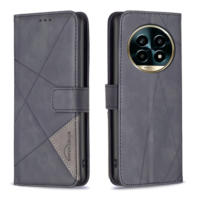 Custodia per telefono in pelle con struttura a rombo con fibbia magnetica, For Realme 13 Pro 5G / 13 Pro+ 5G, For Realme GT 6 / GT 6T, For Realme C61 / C63, For Realme 12+ 5G