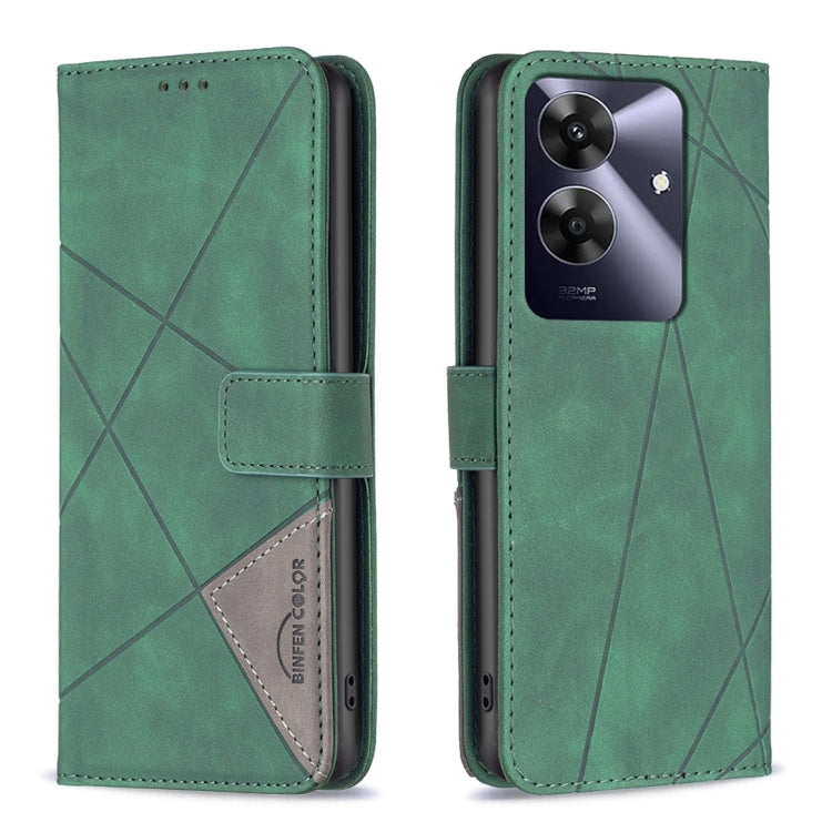 Custodia per telefono in pelle con struttura a rombo con fibbia magnetica, For Realme 14 Pro, For Realme 14X 5G, For Realme C75 4G, For Realme Note 60 / C61