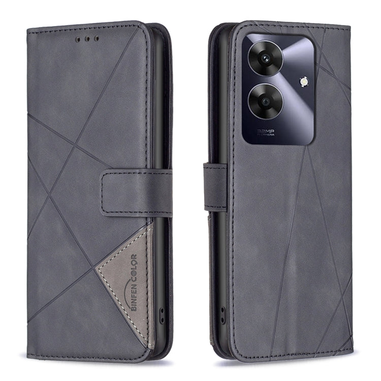 Custodia per telefono in pelle con struttura a rombo con fibbia magnetica, For Realme 14 Pro, For Realme 14X 5G, For Realme C75 4G, For Realme Note 60 / C61