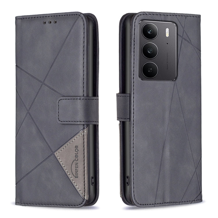 Custodia per telefono in pelle con struttura a rombo con fibbia magnetica, For Realme 14 Pro, For Realme 14X 5G, For Realme C75 4G, For Realme Note 60 / C61