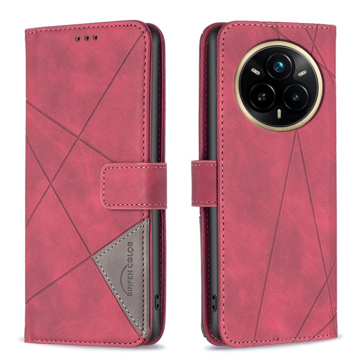 Custodia per telefono in pelle con struttura a rombo con fibbia magnetica, For Realme 14 Pro, For Realme 14X 5G, For Realme C75 4G, For Realme Note 60 / C61