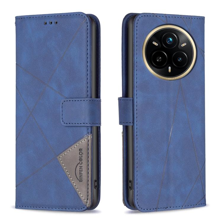 Custodia per telefono in pelle con struttura a rombo con fibbia magnetica, For Realme 14 Pro, For Realme 14X 5G, For Realme C75 4G, For Realme Note 60 / C61