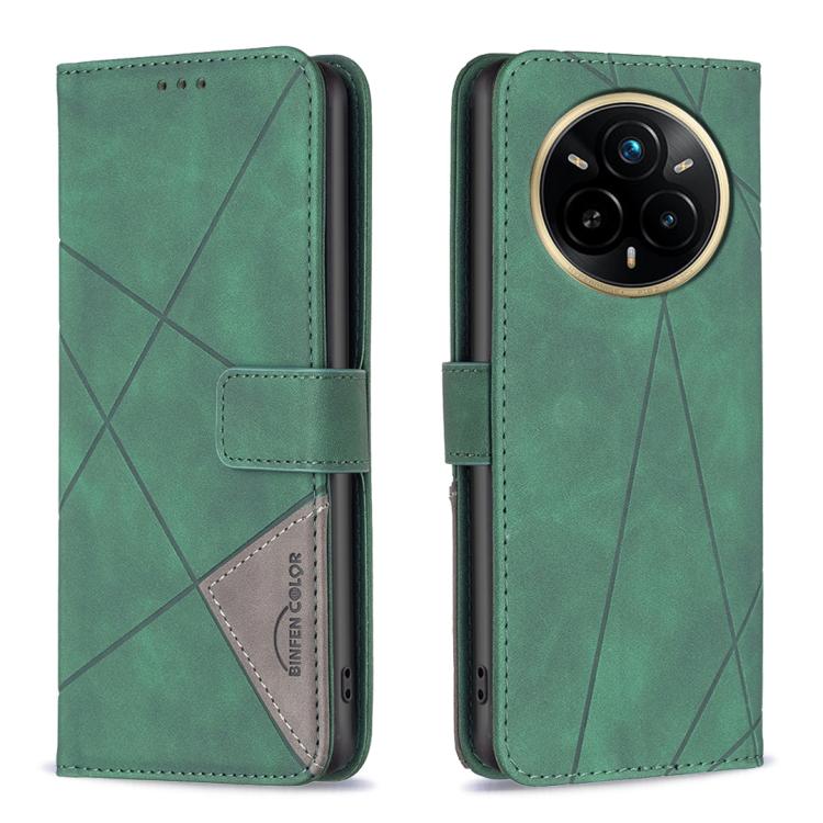Custodia per telefono in pelle con struttura a rombo con fibbia magnetica, For Realme 14 Pro, For Realme 14X 5G, For Realme C75 4G, For Realme Note 60 / C61