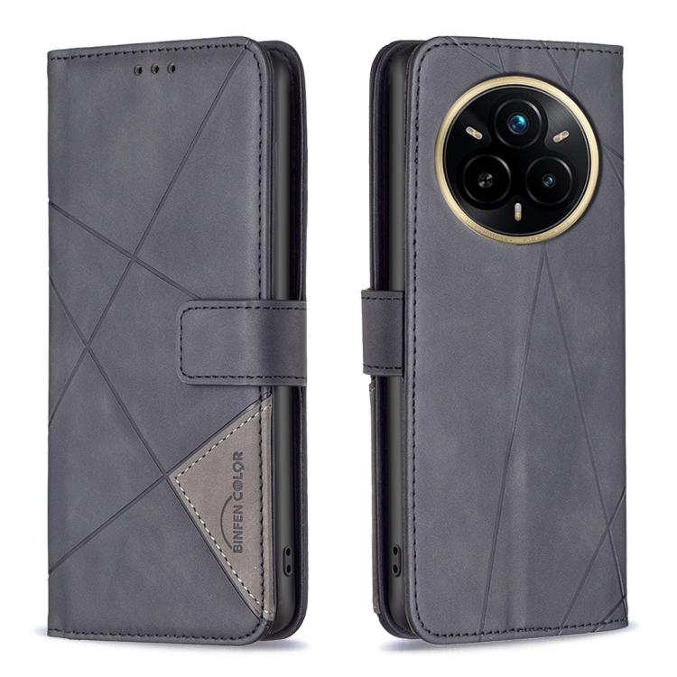 Custodia per telefono in pelle con struttura a rombo con fibbia magnetica, For Realme 14 Pro, For Realme 14X 5G, For Realme C75 4G, For Realme Note 60 / C61