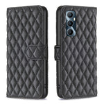 Custodia per cellulare in pelle con flip a portafoglio Diamond Lattice, For Realme 12+ 5G, For Realme C53, For Realme C65 4G