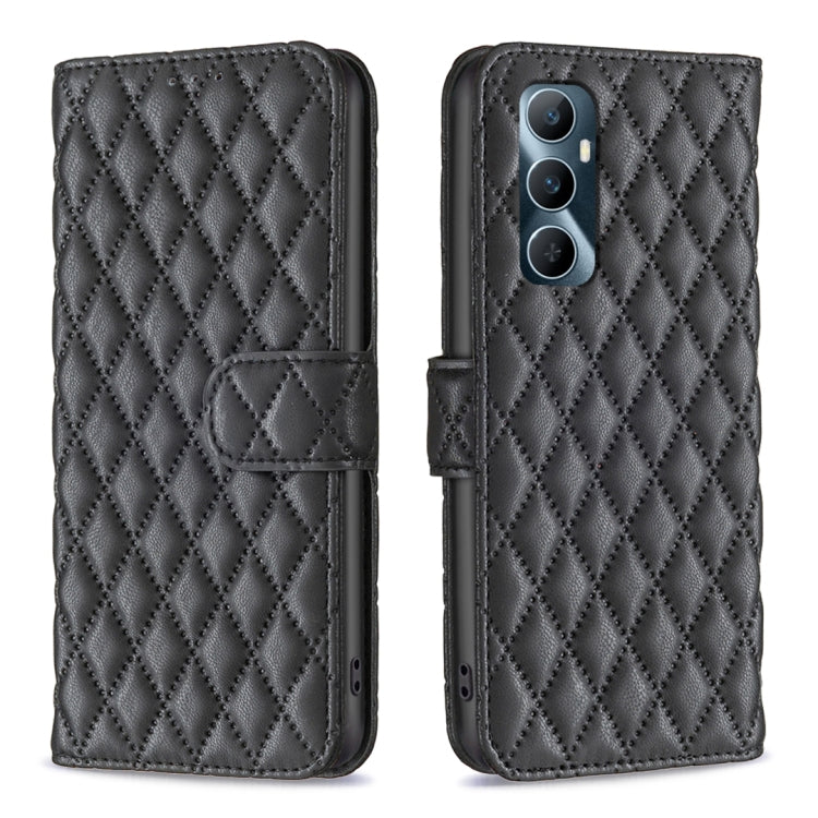Custodia per cellulare in pelle con flip a portafoglio Diamond Lattice, For Realme 12+ 5G, For Realme C53, For Realme C65 4G