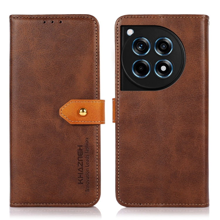 KHAZNEH Custodia per telefono in pelle a conchiglia in pelle bovina bicolore, For OnePlus 12R / Ace 3, For OnePlus 12, For OnePlus Ace 2 Pro, For OnePlus Nord 3 / Ace 2V