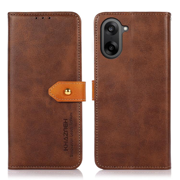 KHAZNEH Custodia per telefono in pelle a conchiglia in pelle bovina bicolore, For OnePlus Nord CE5, For OnePlus 13R Global, For OnePlus 13, For OnePlus Nord 4, For OnePlus Nord CE4 Lite, For OnePlus Nord CE4 Global