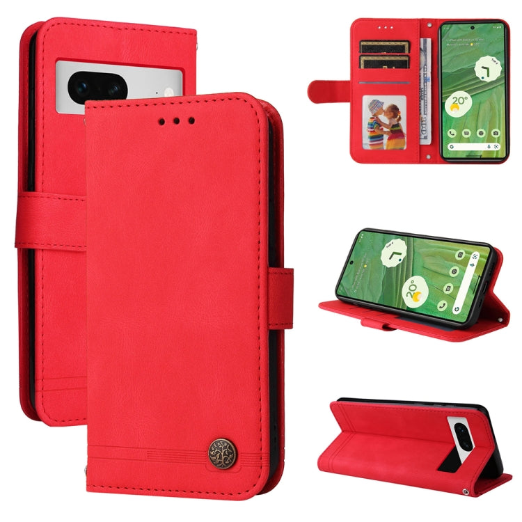 Custodia per telefono in pelle con bottone in metallo con albero della vita Skin Feel, For Google Pixel 8, For Google Pixel 7a, For Google Pixel 7 Pro, For Google Pixel  7