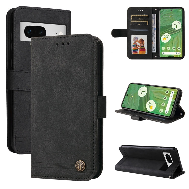 Custodia per telefono in pelle con bottone in metallo con albero della vita Skin Feel, For Google Pixel 8, For Google Pixel 7a, For Google Pixel 7 Pro, For Google Pixel  7