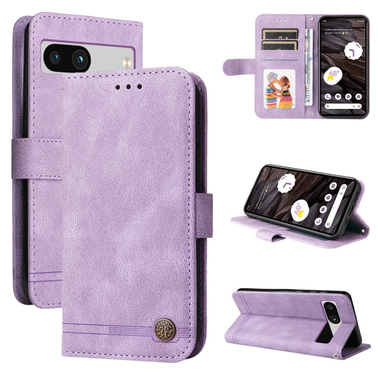 Custodia per telefono in pelle con bottone in metallo con albero della vita Skin Feel, For Google Pixel 8, For Google Pixel 7a, For Google Pixel 7 Pro, For Google Pixel  7